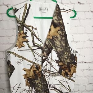 NWT Larr Brio Men's Satin Tuxedo Mossy Oak Camo Vest Wedding Groom Size S